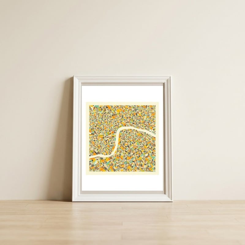 LONDON MAP — framed, leaning against the wall