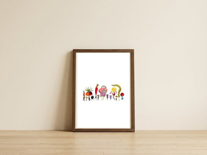 Garden Party — framed, leaning against the wall