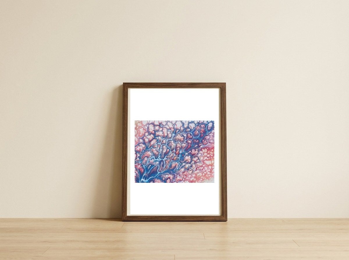 Coral Sea — framed, leaning against the wall