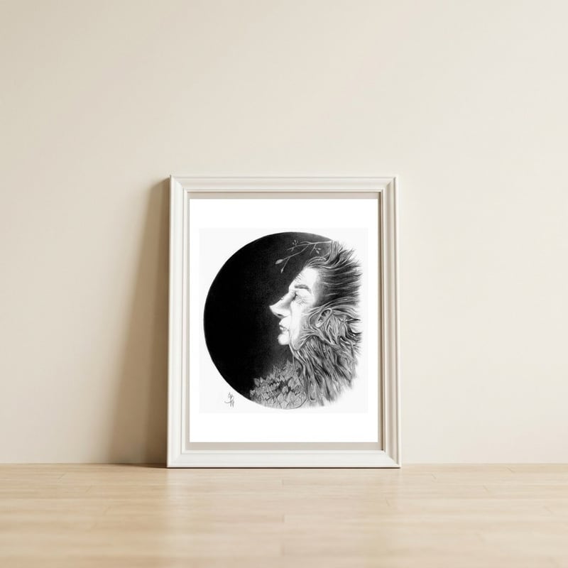 Old Man Tree — framed, leaning against the wall