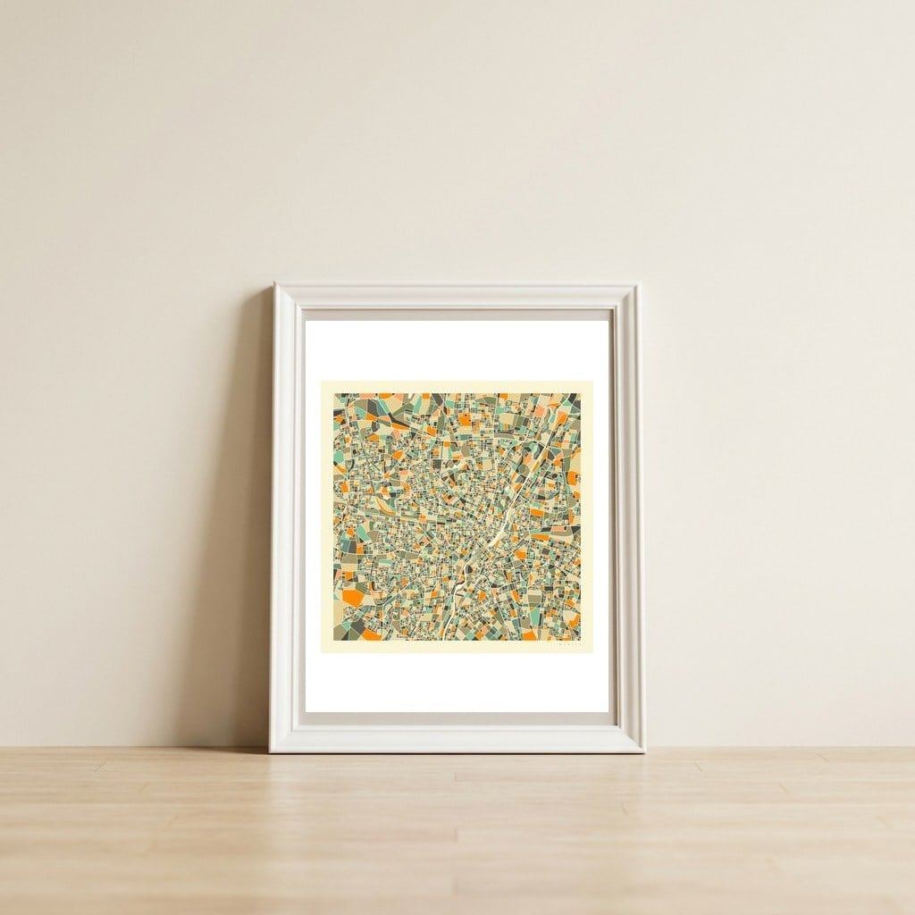MUNICH MAP — framed, leaning against the wall