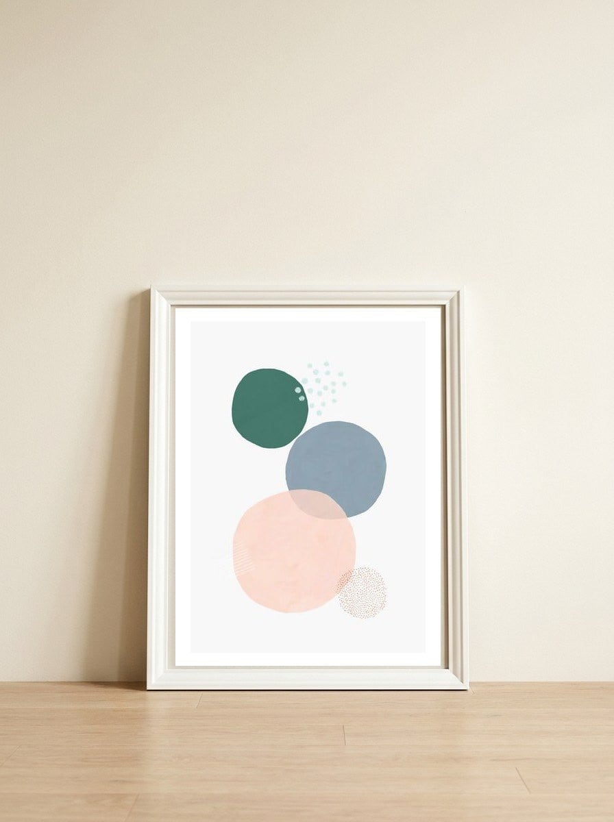 Abstract Soft Circles Part 3 — framed, leaning against the wall