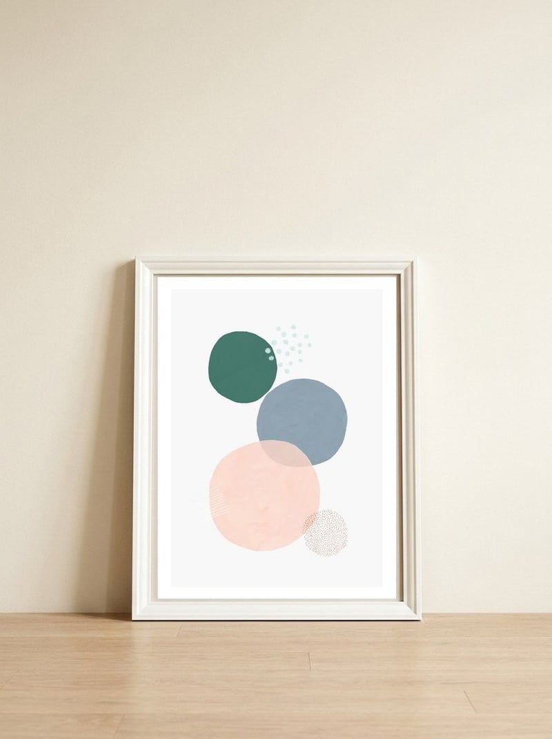 Abstract Soft Circles Part 3 — framed, leaning against the wall