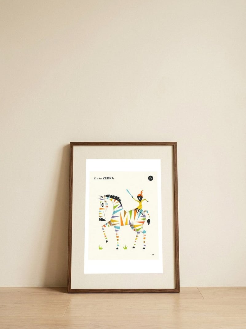 Z Is For Zebra — framed, leaning against the wall