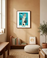 TAROT CARD CAT: THE TOWER framed in a gentle room thumbnail