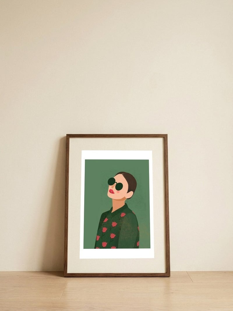 Fashion lady — framed, leaning against the wall