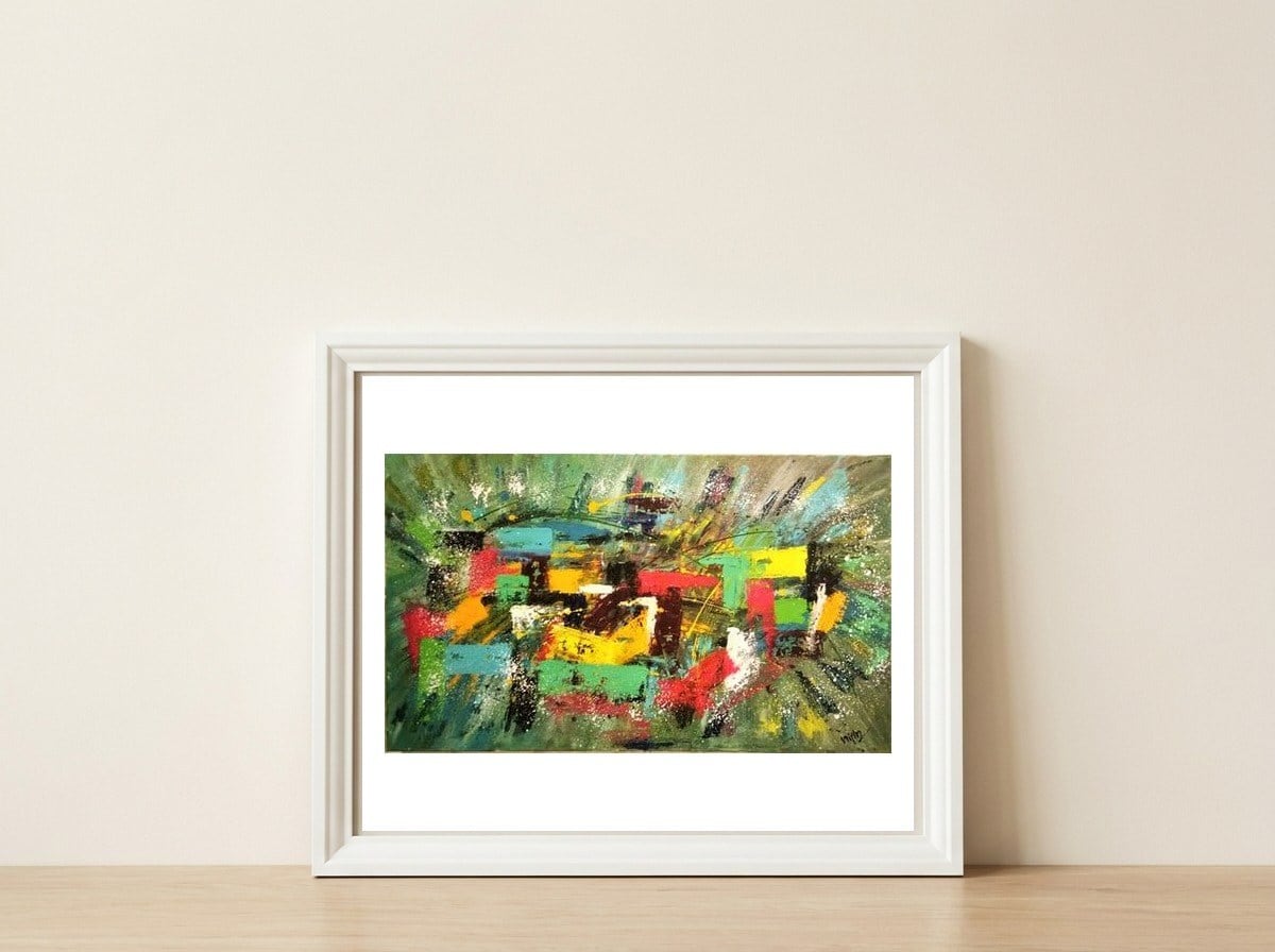Crowded - Abstract — framed, leaning against the wall