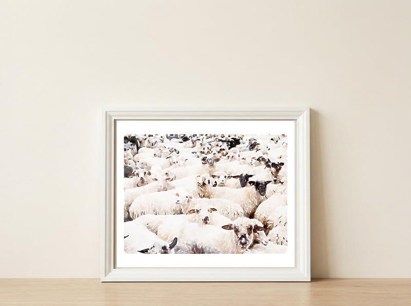 The Herd — framed, leaning against the wall