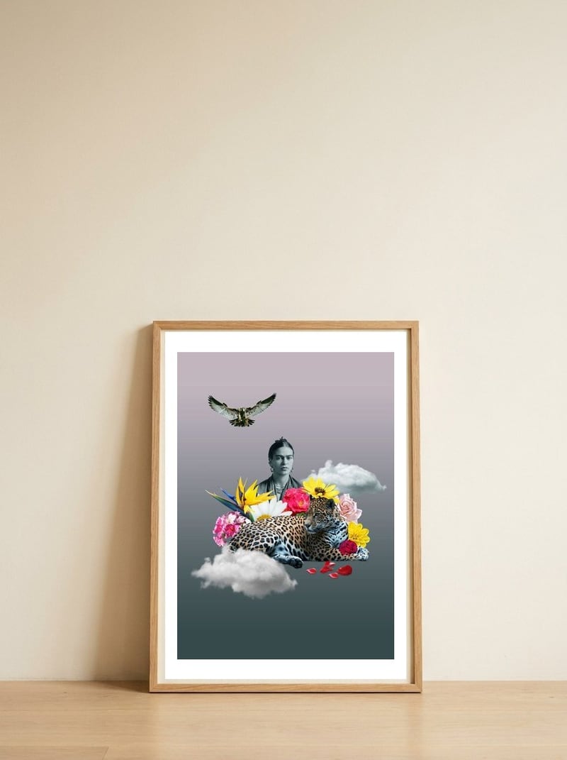 Frida Kahlo — framed, leaning against the wall