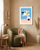 Pastel Pelicans framed in a tender room thumbnail