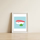 Best Friends Kawaii Sushi Nigiri — framed, leaning against the wall thumbnail