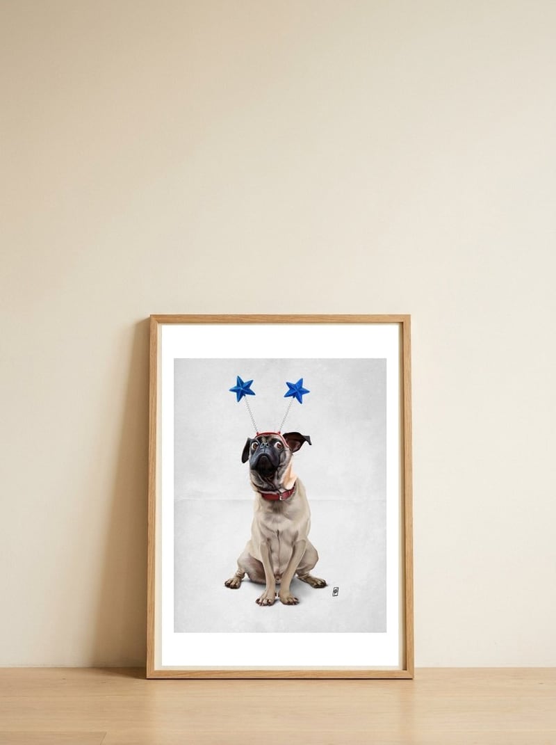 A Pug's Life (Wordless) — framed, leaning against the wall