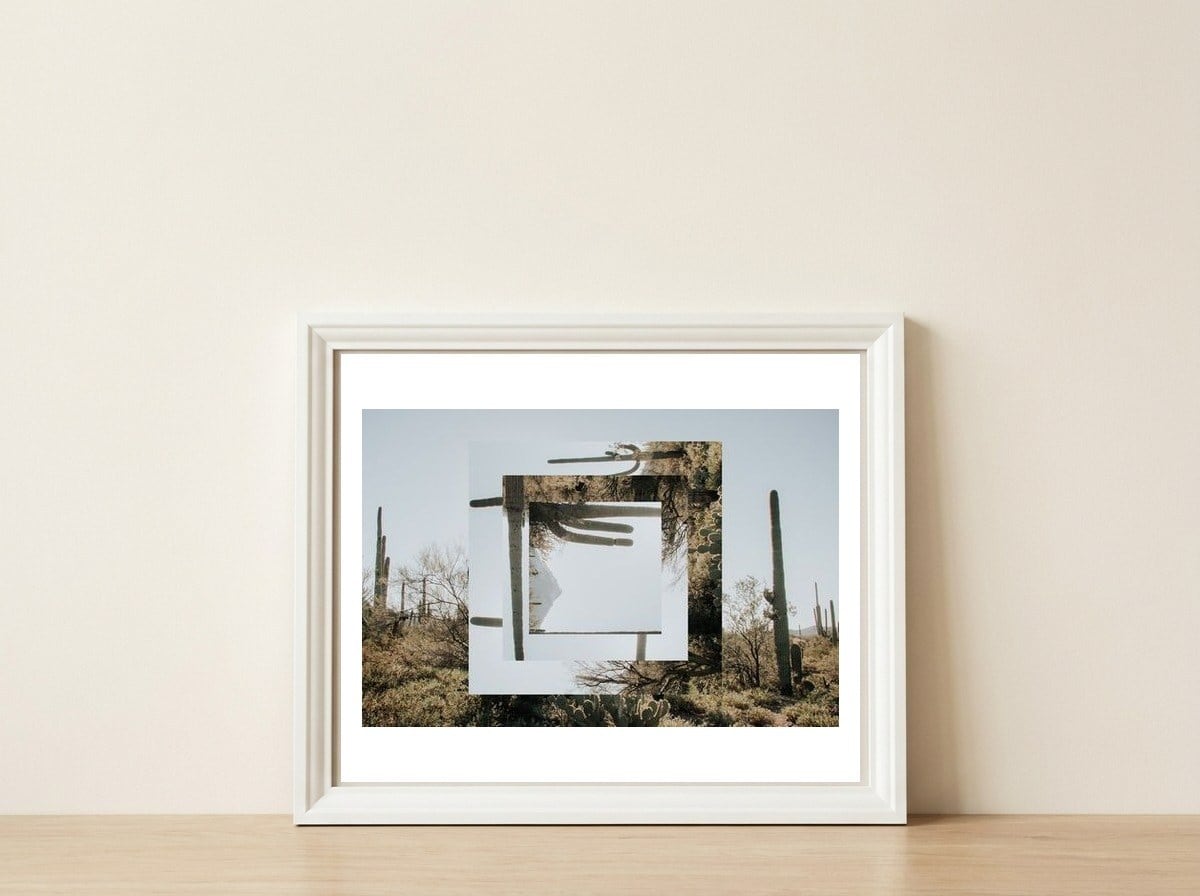 Quadratur 5 — framed, leaning against the wall