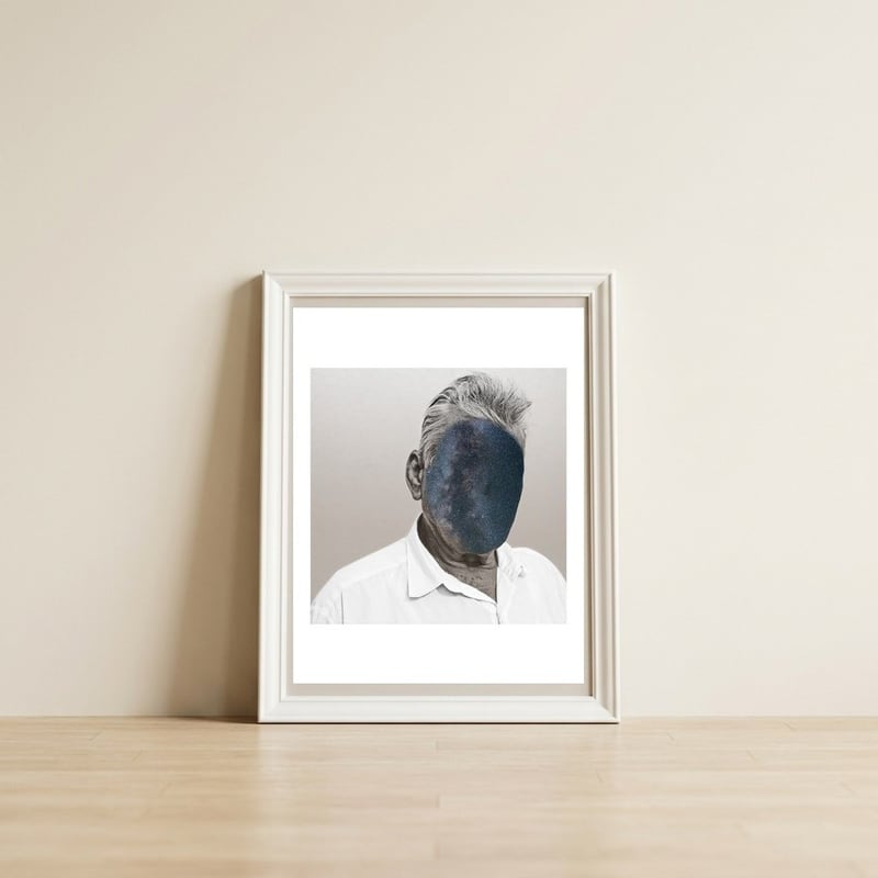 Space Man — framed, leaning against the wall