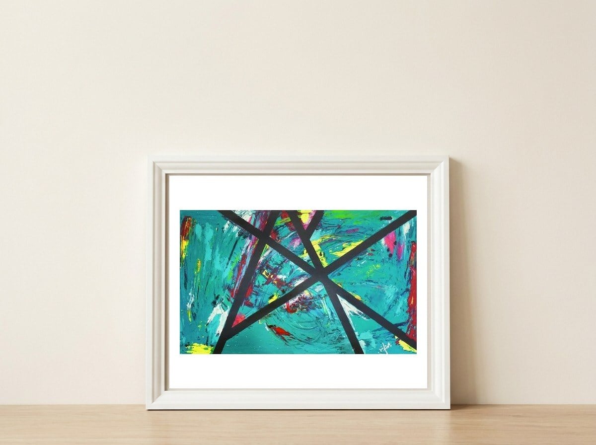 Struggle - Abstract On Canvas — framed, leaning against the wall