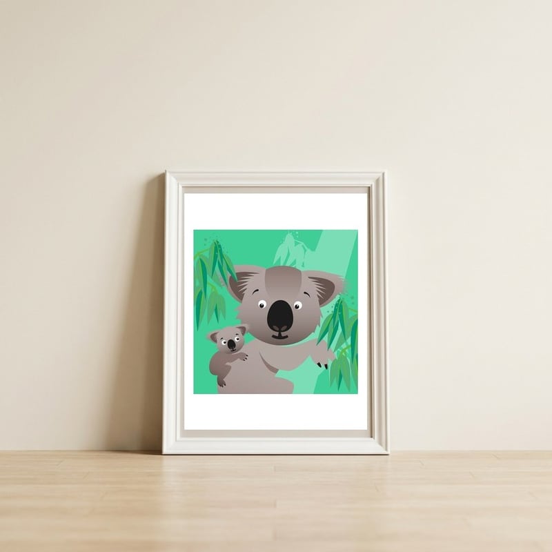 Kids Room Koalas — framed, leaning against the wall