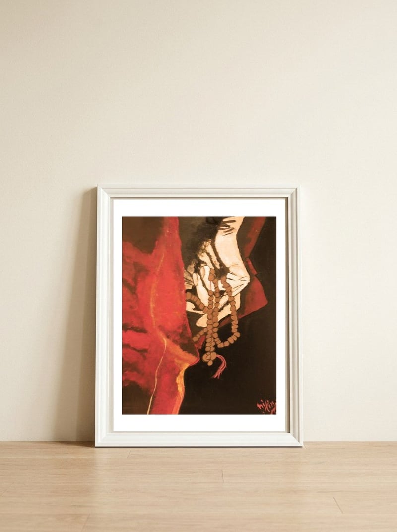 Monk — framed, leaning against the wall