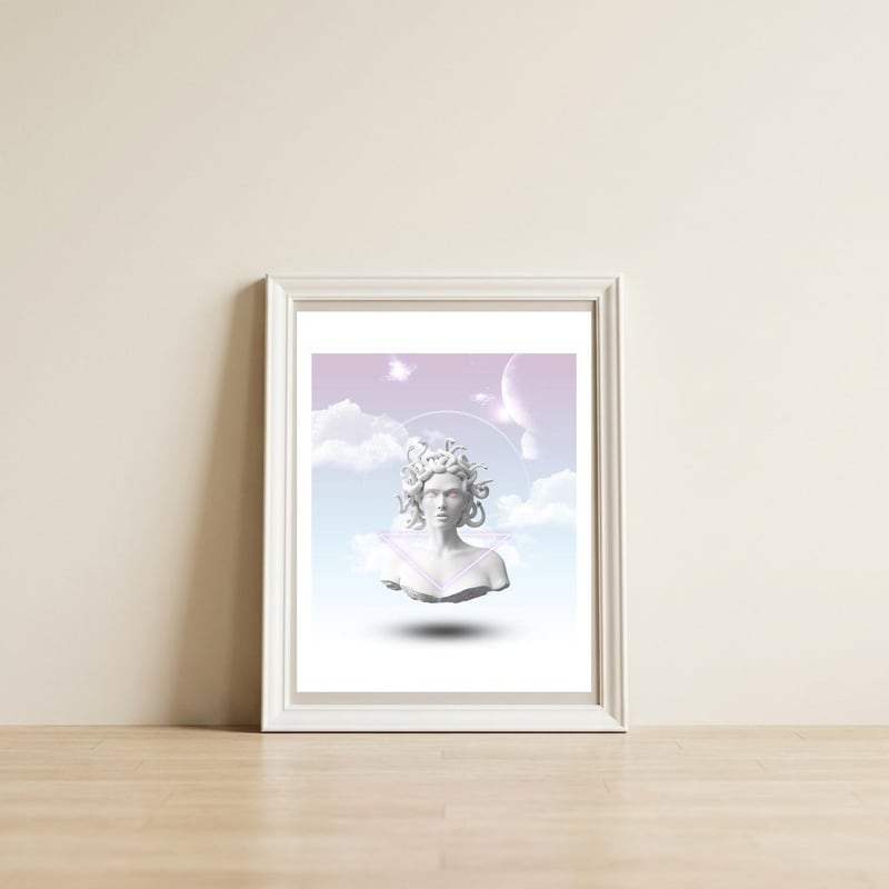 Medusa Grande — framed, leaning against the wall