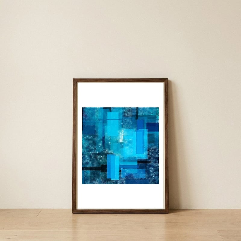 BLUE — framed, leaning against the wall
