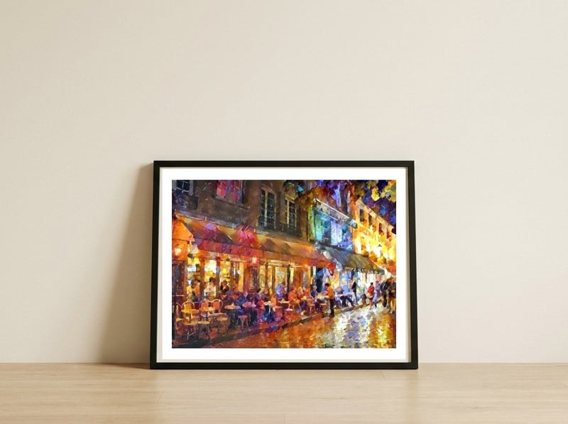 CAFE IN PARIS — framed, leaning against the wall