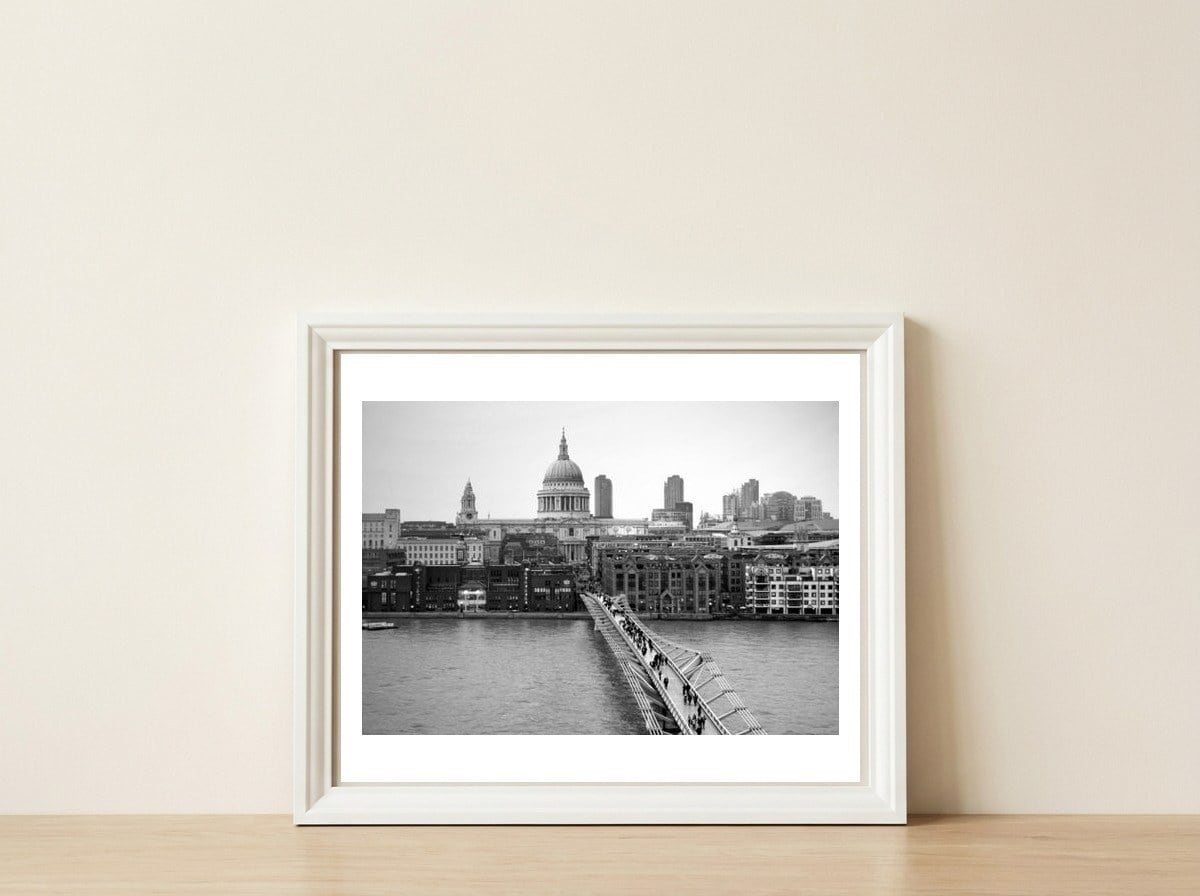 London St Pauls And Millennium Bridge  — framed, leaning against the wall