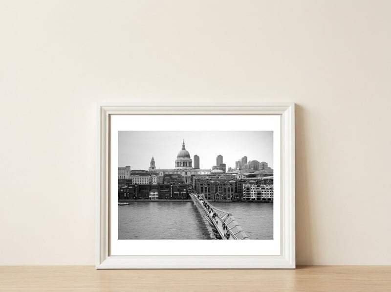 London St Pauls And Millennium Bridge — framed, leaning against the wall