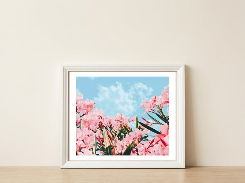 Blush Blossom II — framed, leaning against the wall