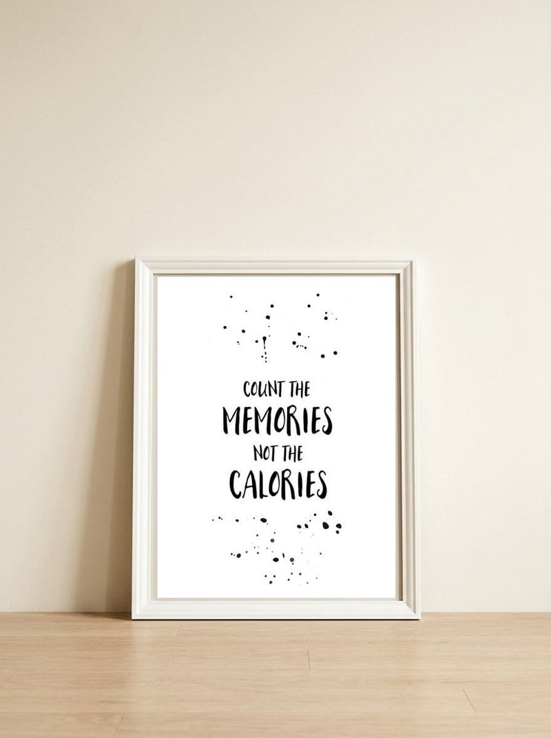 Text Art COUNT THE MEMORIES — framed, leaning against the wall