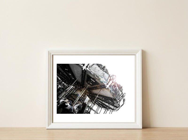 Vintage Carousel Fair Ride — framed, leaning against the wall