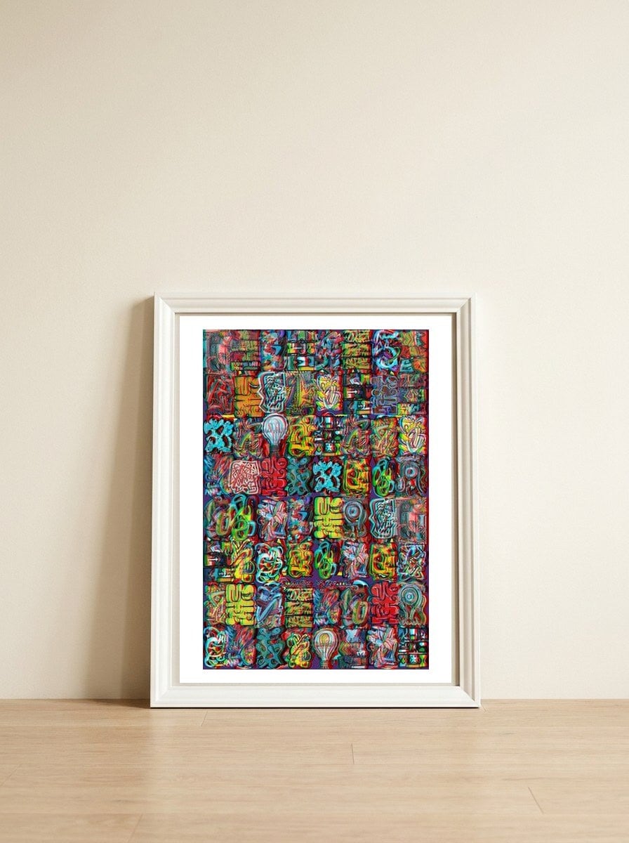 Formas 14 34 3d And Graffiti 3 — framed, leaning against the wall
