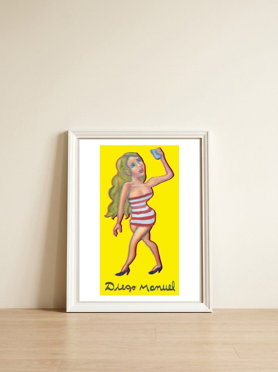 Chica Selfie 3d — framed, leaning against the wall