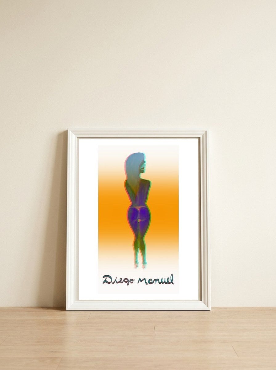 Chica Rosada 1b 3d — framed, leaning against the wall