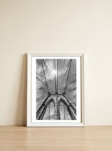 NEW YORK CITY Brooklyn Bridge in Detail | monochrome — framed, leaning against the wall thumbnail