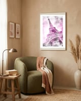 PARIS Watercolor Eiffel Tower | pink framed in a tender room thumbnail