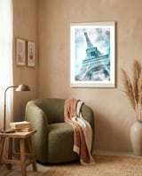 PARIS Watercolor Eiffel Tower | turquoise framed in a tender room thumbnail