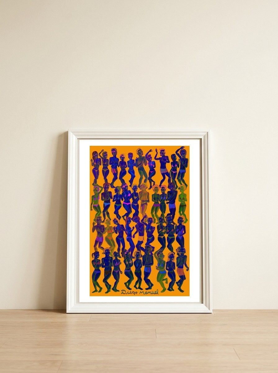 Bailando En La Playa 2 — framed, leaning against the wall