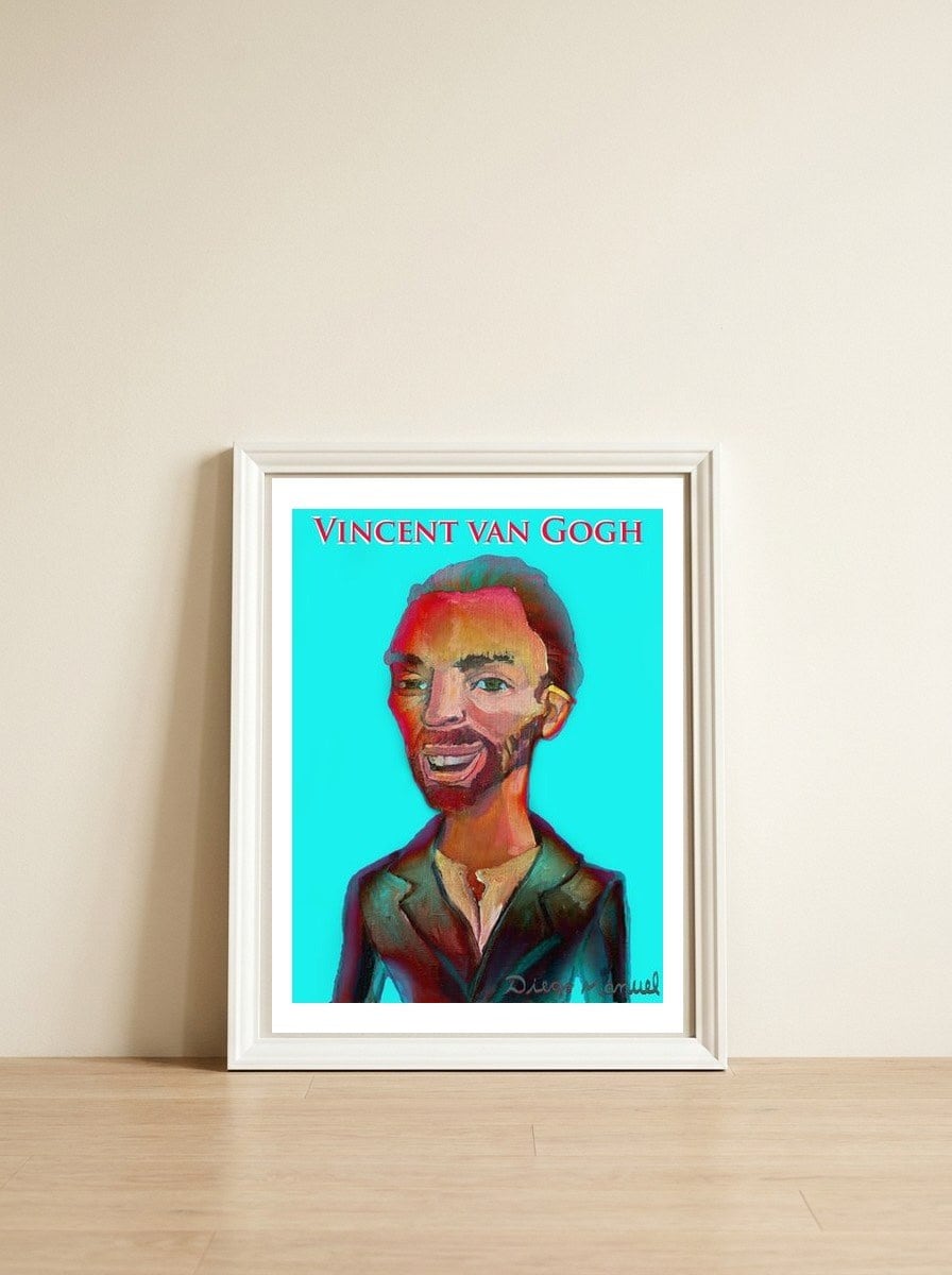 Van Gogh 2 Multicolor 1 — framed, leaning against the wall