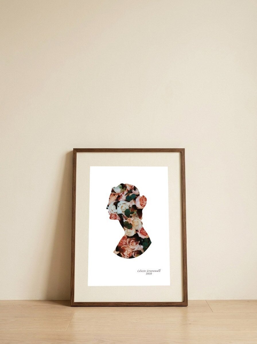 Floral Venus — framed, leaning against the wall