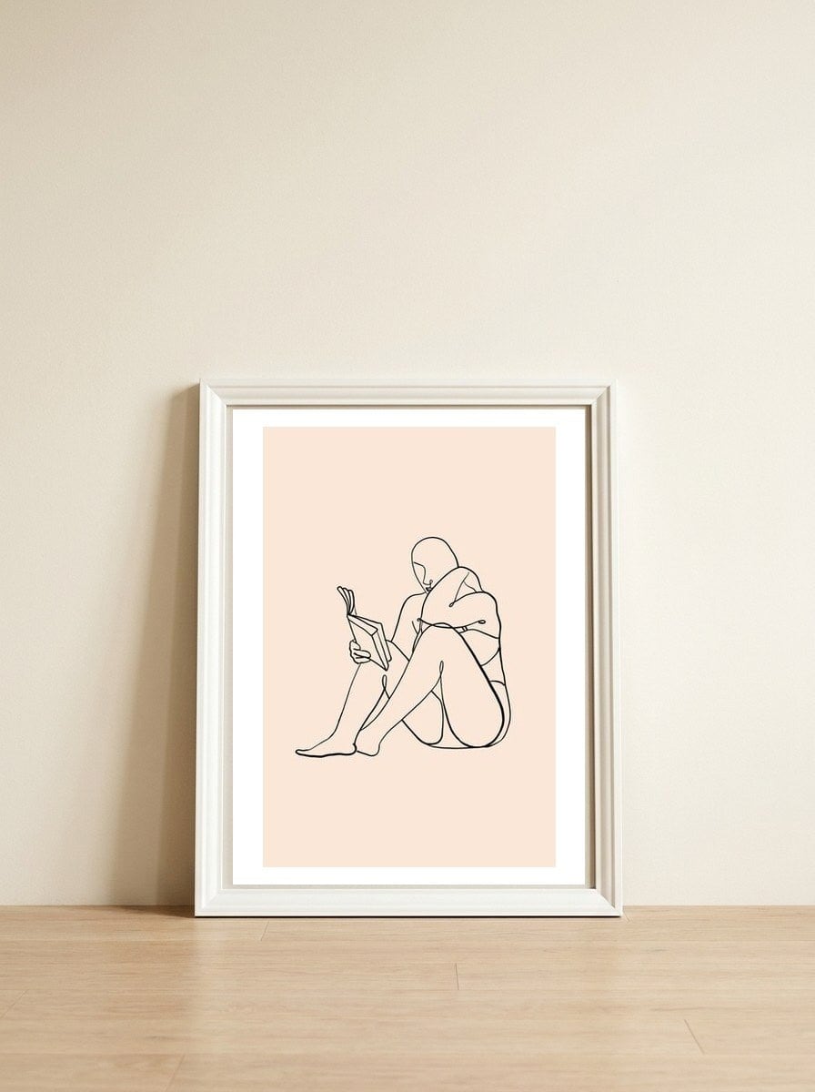 The Reader — framed, leaning against the wall