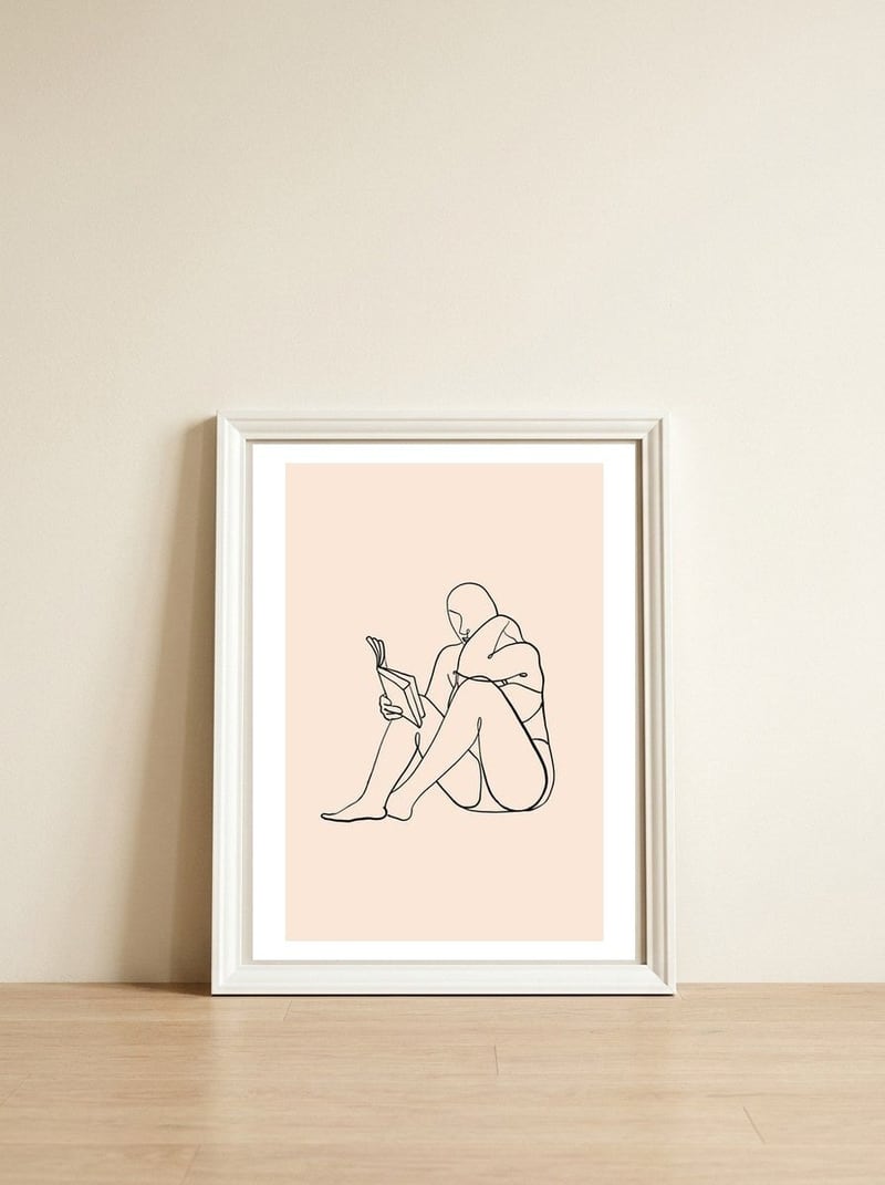 The Reader — framed, leaning against the wall