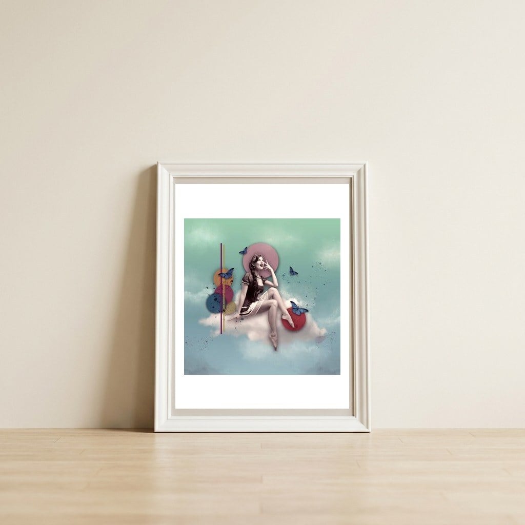 pin up — framed, leaning against the wall