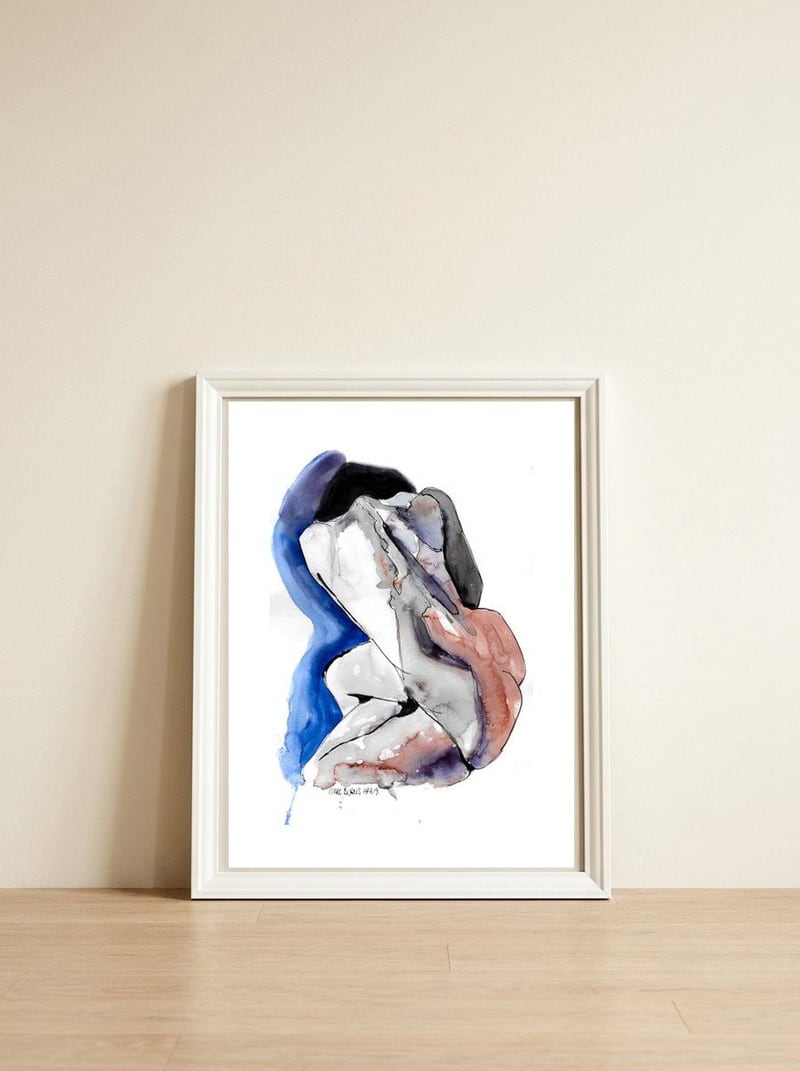 Untitled #2 - Nude with her back to the viewer — framed, leaning against the wall
