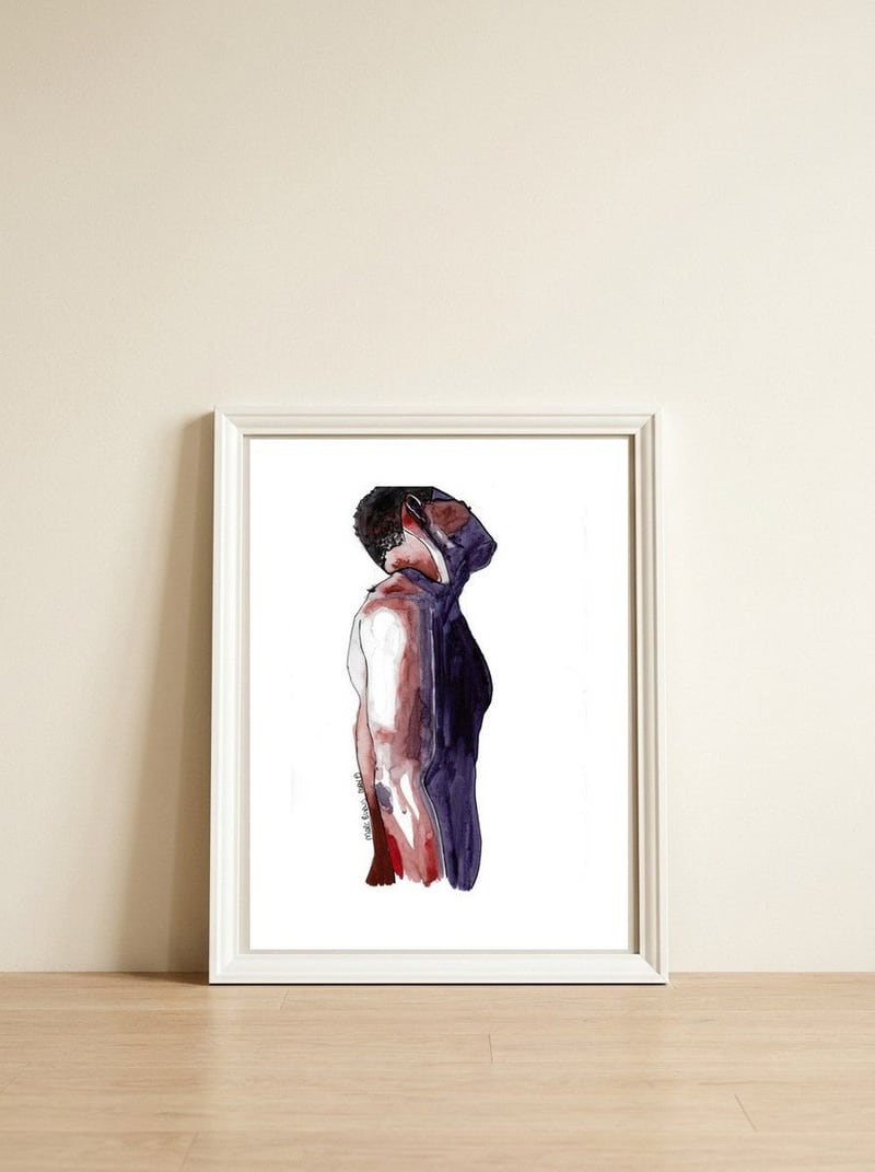 Untitled #5 - Male torso — framed, leaning against the wall