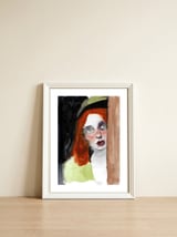 Untitled #017 - Woman with red hair — framed, leaning against the wall thumbnail