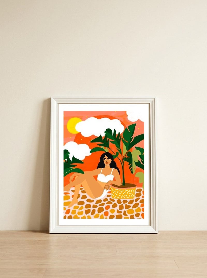 Life With Banana Trees — framed, leaning against the wall