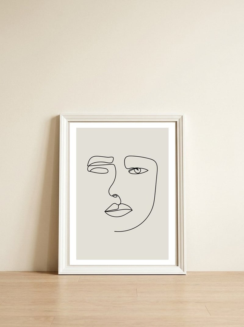 Thinker — framed, leaning against the wall