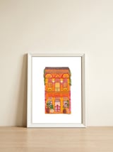 Orange House A4 — framed, leaning against the wall thumbnail