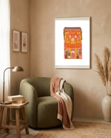 Orange House A4 framed in a tender room thumbnail