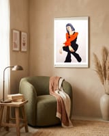 Untitled #60 - Woman in organge and black framed in a tender room thumbnail