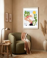 All You Need Is Love & A Dog | Pets Urban Jungle Bohemian Woman Illustration framed in a tender room thumbnail